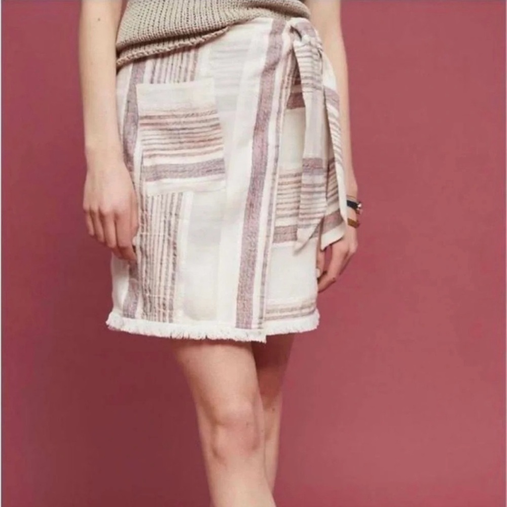 Holding Horses Striped White and Brown Wrap Skirt